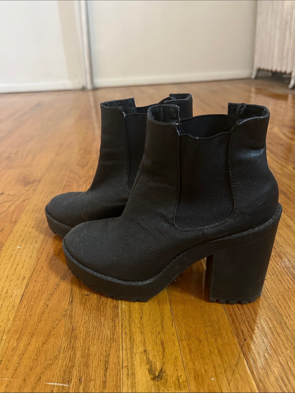 Classic Black Platform Chelsea Bootie - Women's